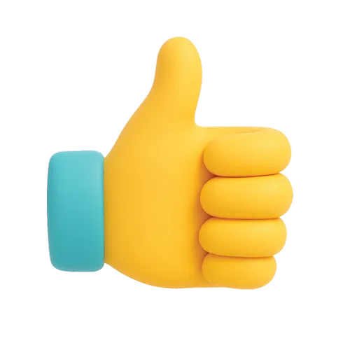Ícono de mano con pulgar arriba, símbolo de confianza y satisfacción en Ópticas CV+